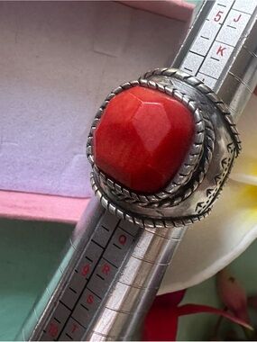 Silpada Sterling Silver  925  with Red coral The Samba  ring size 6 1/2